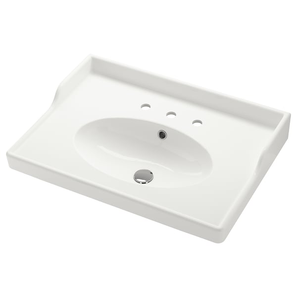 RUTSJÖN Lavabo, blanco Bimando de 8", 80x56 cm