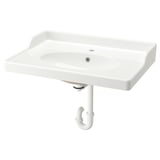 RUTSJÖN Lavabo con trampa de agua, blanco, 80x56 cm
