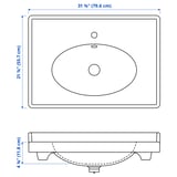 RUTSJÖN Lavabo con trampa de agua, blanco, 80x56 cm