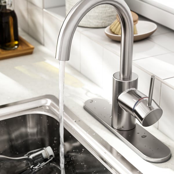 SALLSJÖN Grifo mezclador lateral, acero inoxidable