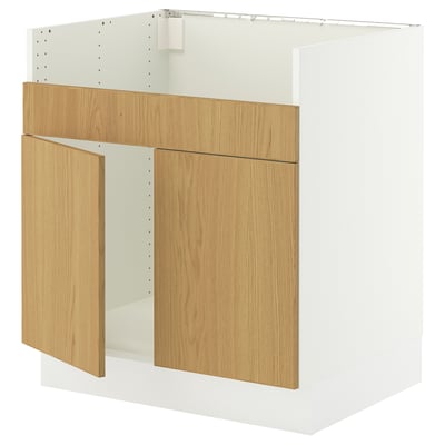 SEKTION Gab bajo fregdr TALLSJÖN, blanco/Sinarp chapa roble, 76x61x76 cm