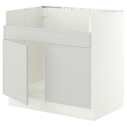 SEKTION Gabin bajo p/tarja doble HAVSEN, blanco/Aspudden gris claro, 91x61x76 cm