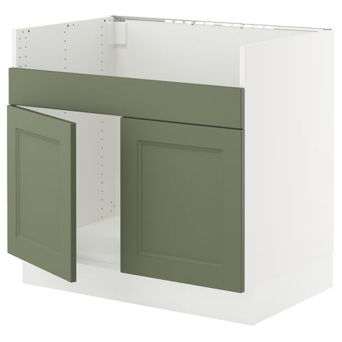 SEKTION Gabin bajo p/tarja doble HAVSEN, blanco/Axstad verde grisáceo, 91x61x76 cm