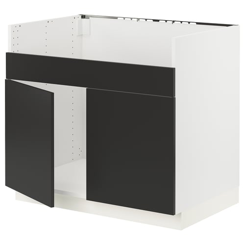 SEKTION Gabin bajo p/tarja doble HAVSEN, blanco/Nickebo Carbón mate, 91x61x76 cm