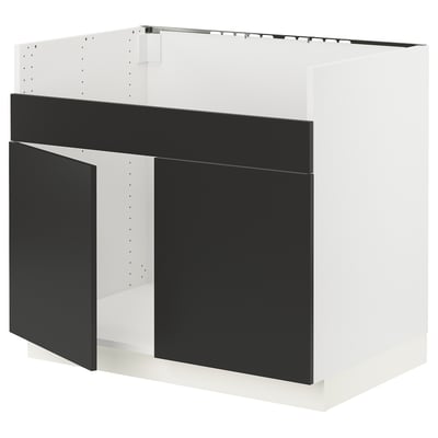 SEKTION Gabin bajo p/tarja doble HAVSEN, blanco/Nickebo Carbón mate, 91x61x76 cm