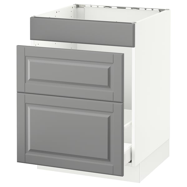 SEKTION Gabin bajo p/tarja y bote de basura, blanco Maximera/Bodbyn gris, 61x61x76 cm