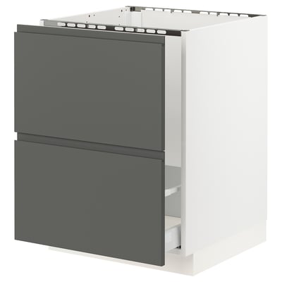 SEKTION Gabin bajo p/tarja y bote de basura, blanco Maximera/Voxtorp gris oscuro, 61x61x76 cm