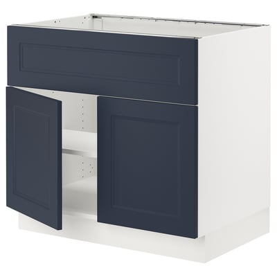 SEKTION Gabin bajo parrilla/int ext+2 prtas, blanco Axstad/mate azul, 91x61x76 cm