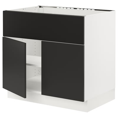 SEKTION Gabin bajo parrilla/int ext+2 prtas, blanco/Nickebo Carbón mate, 91x61x76 cm