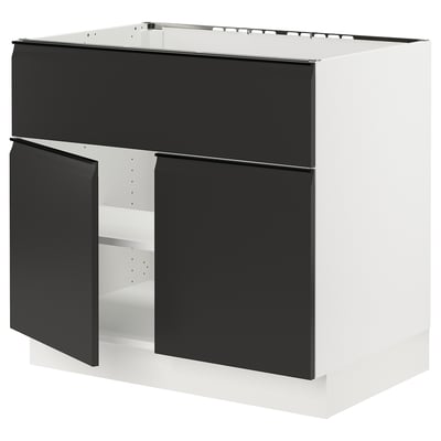 SEKTION Gabin bajo parrilla/int ext+2 prtas, blanco/Upplöv Carbón mate, 91x61x76 cm