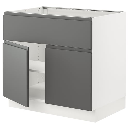 SEKTION Gabin bajo parrilla/int ext+2 prtas, blanco/Voxtorp gris oscuro, 91x61x76 cm