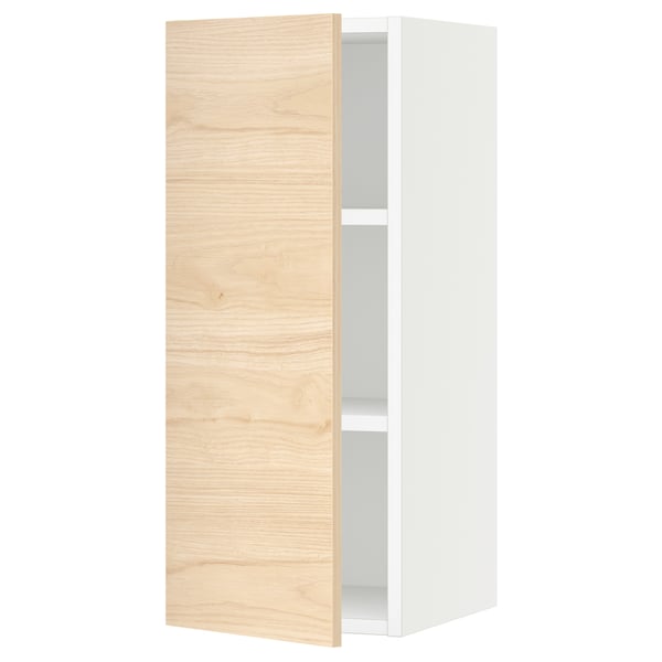 SEKTION Gabin pared 1 puerta c/ estantes, blanco/Askersund efecto fresno claro, 31x37x76 cm