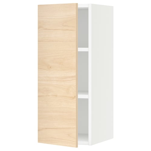 SEKTION Gabin pared 1 puerta c/ estantes, blanco/Askersund efecto fresno claro, 31x37x76 cm