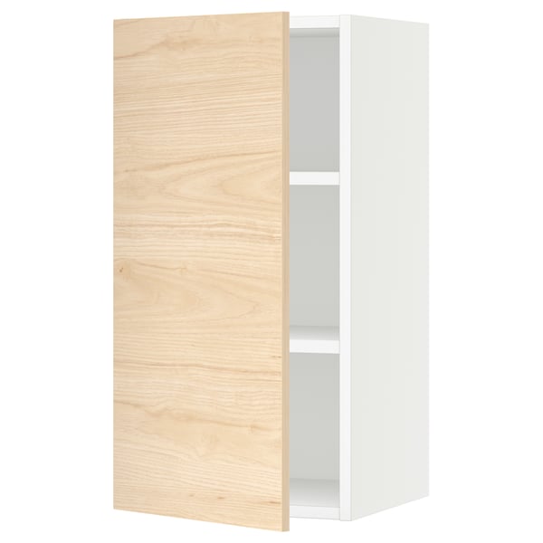 SEKTION Gabin pared 1 puerta c/ estantes, blanco/Askersund efecto fresno claro, 38x37x76 cm