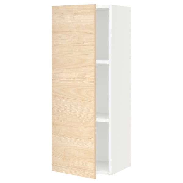 SEKTION Gabin pared 1 puerta c/ estantes, blanco/Askersund efecto fresno claro, 38x37x102 cm
