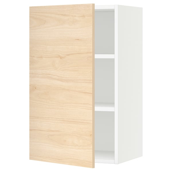SEKTION Gabin pared 1 puerta c/ estantes, blanco/Askersund efecto fresno claro, 46x37x76 cm