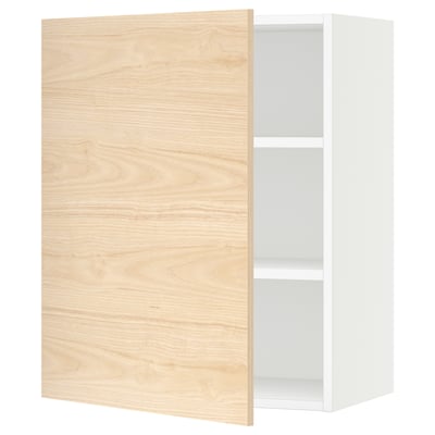 SEKTION Gabin pared 1 puerta c/ estantes, blanco/Askersund efecto fresno claro, 61x37x76 cm