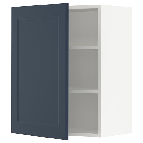 SEKTION Gabin pared 1 puerta c/ estantes, blanco Axstad/mate azul, 61x37x76 cm
