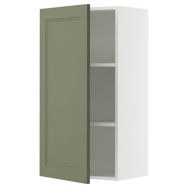 SEKTION Gabin pared 1 puerta c/ estantes, blanco/Axstad verde grisáceo, 53x38x102 cm
