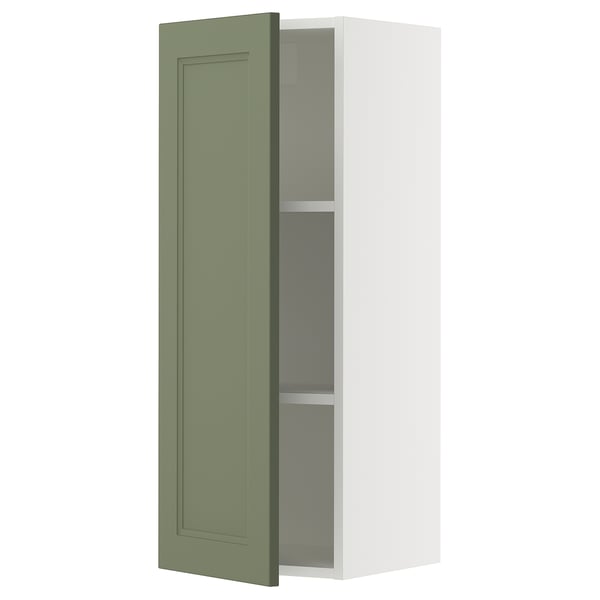 SEKTION Gabin pared 1 puerta c/ estantes, blanco/Axstad verde grisáceo, 38x37x102 cm