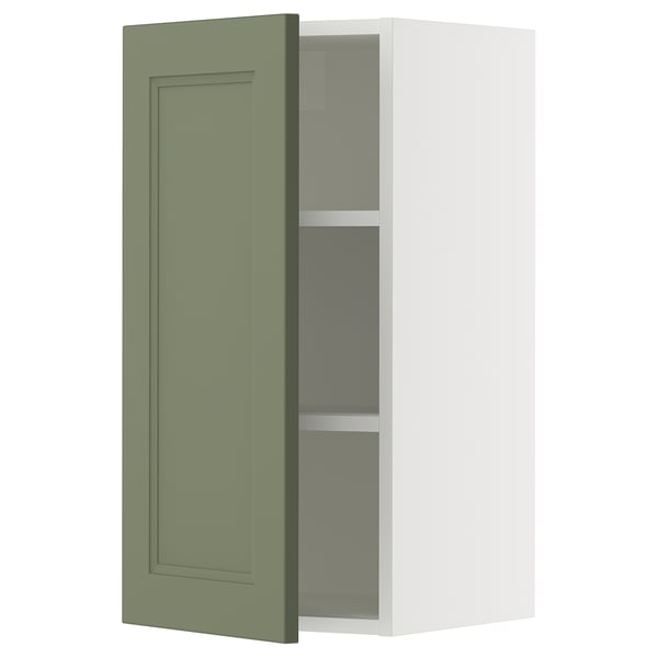 SEKTION Gabin pared 1 puerta c/ estantes, blanco/Axstad verde grisáceo, 38x37x76 cm