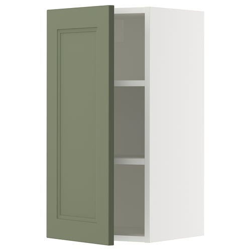 SEKTION Gabin pared 1 puerta c/ estantes, blanco/Axstad verde grisáceo, 38x37x76 cm