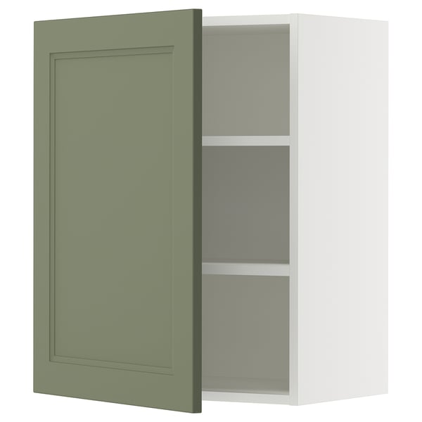 SEKTION Gabin pared 1 puerta c/ estantes, blanco/Axstad verde grisáceo, 61x37x76 cm