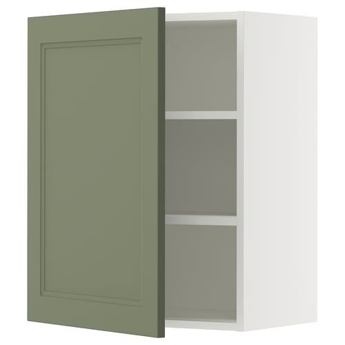 SEKTION Gabin pared 1 puerta c/ estantes, blanco/Axstad verde grisáceo, 61x37x76 cm