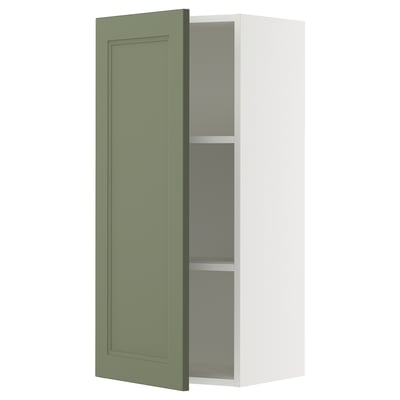 SEKTION Gabin pared 1 puerta c/ estantes, blanco/Axstad verde grisáceo, 46x37x102 cm