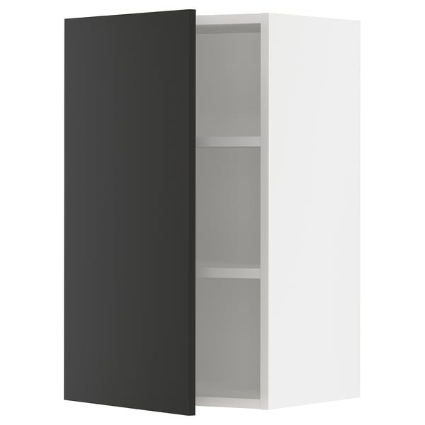 SEKTION Gabin pared 1 puerta c/ estantes, blanco/Nickebo Carbón mate, 46x37x76 cm