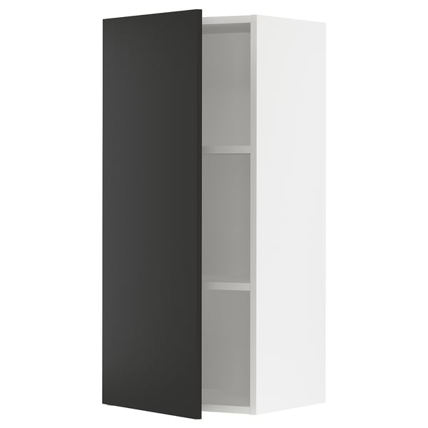 SEKTION Gabin pared 1 puerta c/ estantes, blanco/Nickebo Carbón mate, 46x37x102 cm