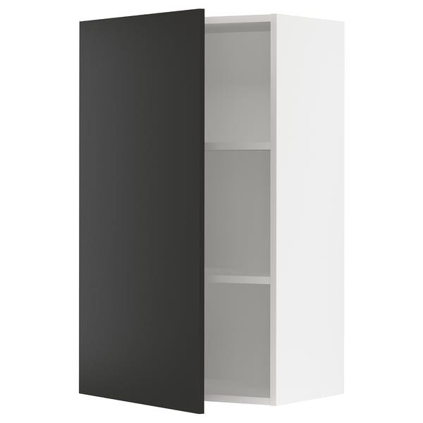 SEKTION Gabin pared 1 puerta c/ estantes, blanco/Nickebo Carbón mate, 61x37x102 cm