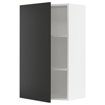 SEKTION Gabin pared 1 puerta c/ estantes, blanco/Nickebo Carbón mate, 61x37x102 cm