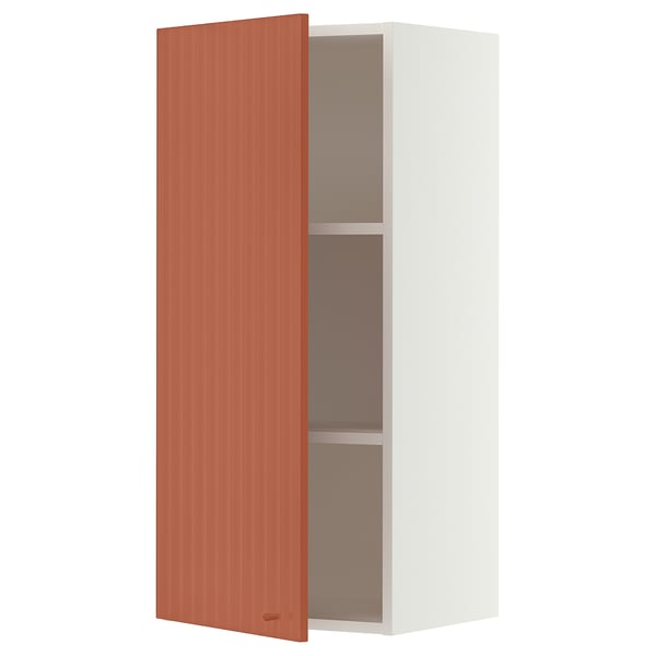 SEKTION Gabin pared 1 puerta c/ estantes, blanco/Terrsjö motivo de ondas marrón rojizo, 46x37x102 cm