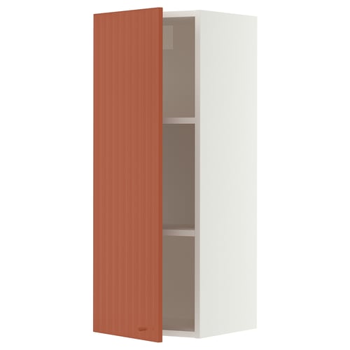 SEKTION Gabin pared 1 puerta c/ estantes, blanco/Terrsjö motivo de ondas marrón rojizo, 38x37x102 cm