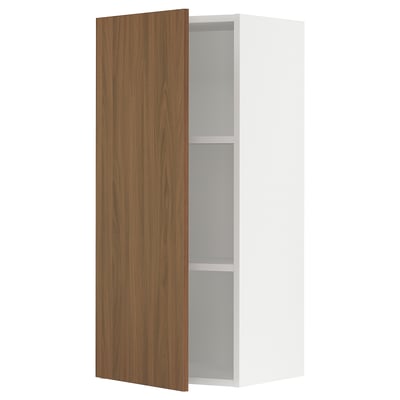 SEKTION Gabin pared 1 puerta c/ estantes, blanco/Tistorp Efecto nogal café, 46x37x102 cm