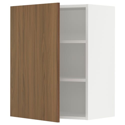 SEKTION Gabin pared 1 puerta c/ estantes, blanco/Tistorp Efecto nogal café, 61x37x76 cm