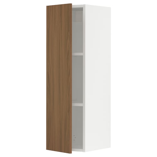 SEKTION Gabin pared 1 puerta c/ estantes, blanco/Tistorp Efecto nogal café, 31x37x102 cm