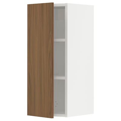 SEKTION Gabin pared 1 puerta c/ estantes, blanco/Tistorp Efecto nogal café, 31x37x76 cm