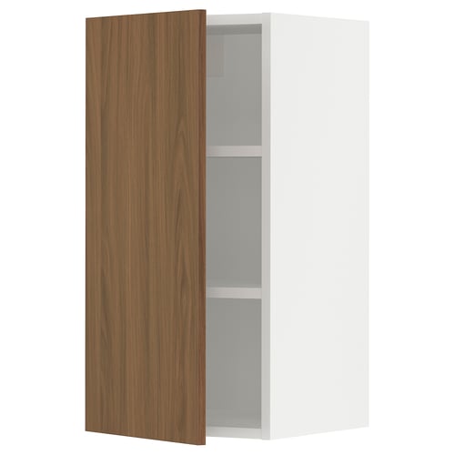 SEKTION Gabin pared 1 puerta c/ estantes, blanco/Tistorp Efecto nogal café, 38x37x76 cm