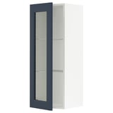 SEKTION Gabin pared 1 puerta vidrio c/ ests, blanco Axstad/mate azul, 38x37x102 cm