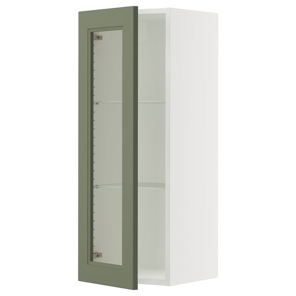 SEKTION Gabin pared 1 puerta vidrio c/ ests, blanco/Axstad verde grisáceo, 38x37x102 cm