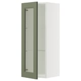 SEKTION Gabin pared 1 puerta vidrio c/ ests, blanco/Axstad verde grisáceo, 38x37x102 cm