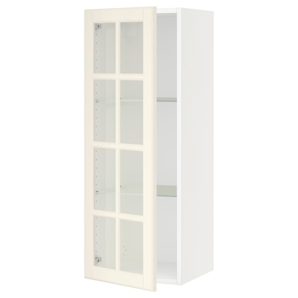 SEKTION Gabin pared 1 puerta vidrio c/ ests, blanco/Bodbyn hueso, 38x37x102 cm