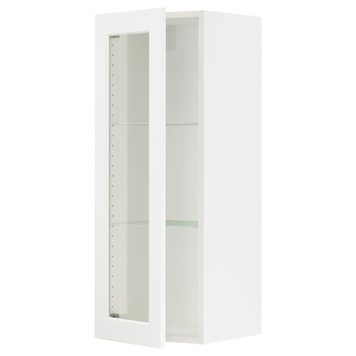 SEKTION Gabin pared 1 puerta vidrio c/ ests, blanco Enköping/blanco efecto madera, 38x37x102 cm