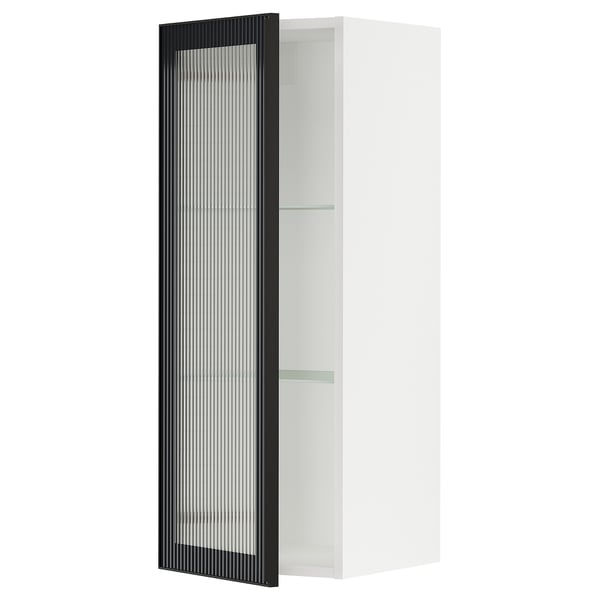SEKTION Gabin pared 1 puerta vidrio c/ ests, blanco/Hejsta Vidrio acanalado carbón, 38x37x102 cm
