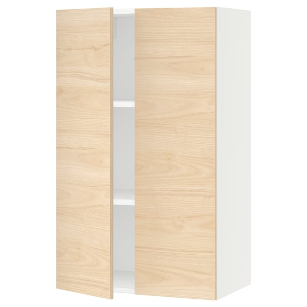SEKTION Gabin pared 2 puertas c/ estantes, blanco/Askersund efecto fresno claro, 61x37x102 cm