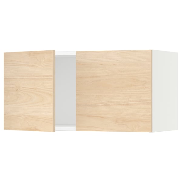 SEKTION Gabin pared 2 puertas c/ estantes, blanco/Askersund efecto fresno claro, 76x37x38 cm