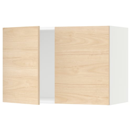 SEKTION Gabin pared 2 puertas c/ estantes, blanco/Askersund efecto fresno claro, 76x37x51 cm
