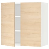 SEKTION Gabin pared 2 puertas c/ estantes, blanco/Askersund efecto fresno claro, 76x37x76 cm